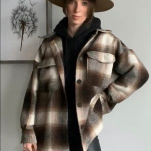 New Plaid Oversized Flannel Shirt Jacket Shacket